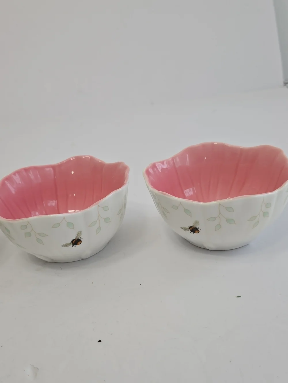 Lenox Set Of 4 Butterfly Meadow Bee Porcelain Dessert Bowls Floral Shaped